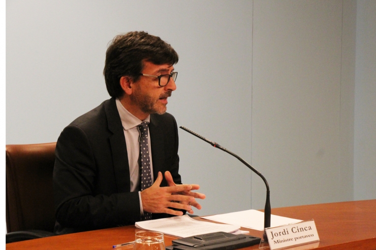 El ministre de Finances, Jordi Cinca, en la roda de premsa posterior al consell de ministres.