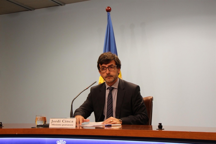 El ministre portaveu, Jordi Cinca, durant la roda de premsa d'aquest dimecres.