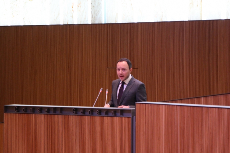 El ministre d'Afers Socials, Justícia i Interior, Xavier Espot, durant la sessió del Consell General.