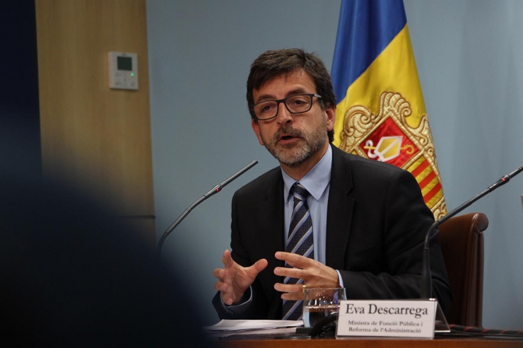 El ministre de Finances, Jordi Cinca, durant la roda de premsa posterior al consell de ministres.