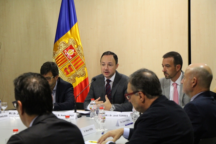 El ministre d'Afers Socials, Justícia i Interior, Xavier Espot, durant la comissió nacional de l'habitatge.