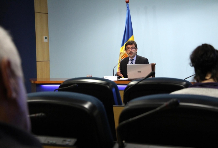El ministre portaveu, Jordi Cina, durant la roda de premsa posterior al consell de ministres.