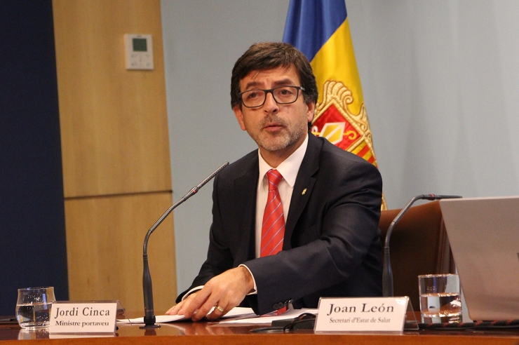 El ministre de Finances, Jordi Cinca, en la roda de premsa posterior al consell de ministres.