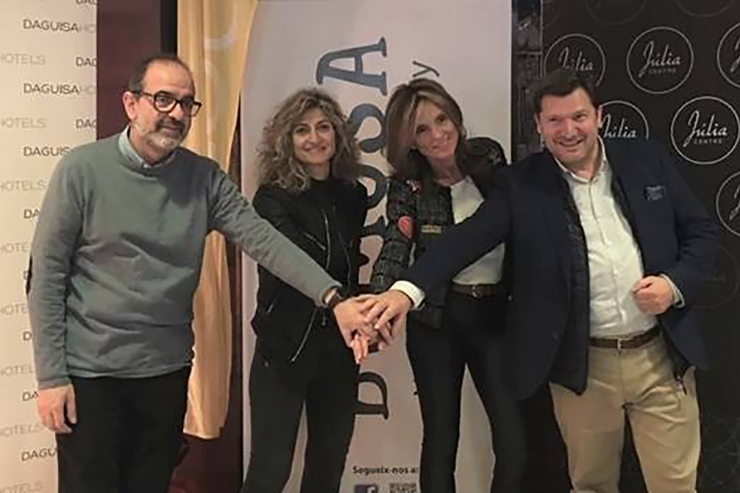 D’esquerra a dreta: Jordi Daban, conseller delegat de Daguisa Hotels; Esther Santuré, gerent de Löle Andorra; Carmen Rivera, directora de Fundació Bomosa, i Hans Elsässer, director general de Perfumeries Júlia.
 
