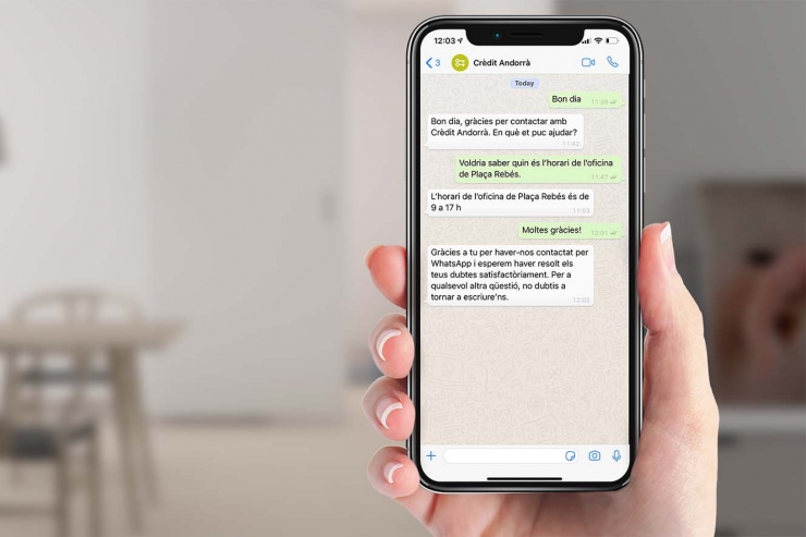 Crèdit Andorrà ha llançat un canal de comunicació mitjançant WhatsApp.