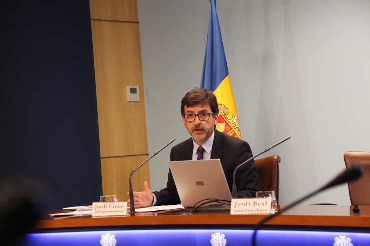 El ministre de Finances en funcions, Jordi Cinca, durant la roda de premsa posterior al consell de ministres.