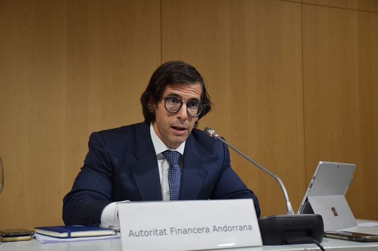 El director general de l'Autoritat Financera Andorrana (AFA), Ramón López, durant la roda de premsa que ha convocat aquest dimecres.