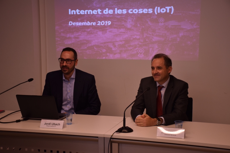 Jordi Ubach, director d'IoT, i Jordi Nadal, director general d'Andorra Telecom.