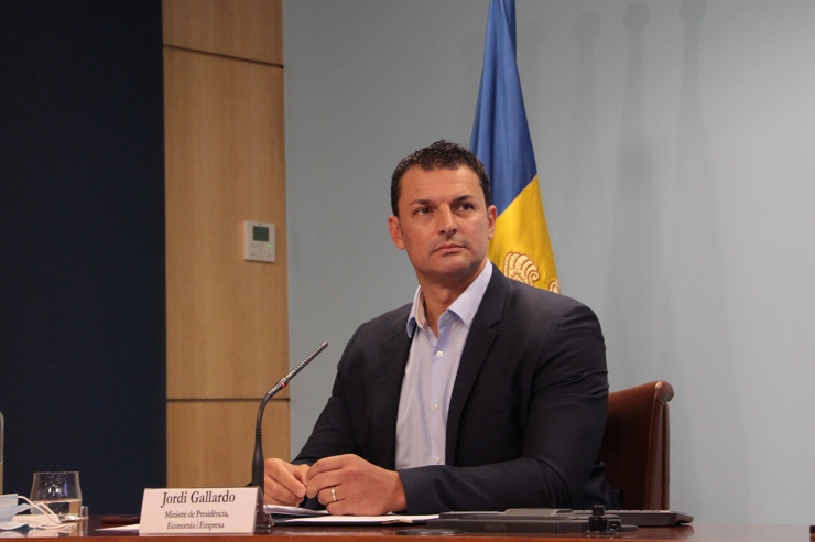 El ministre de Presidència, Economia i Empresa, Jordi Gallardo, durant la roda de premsa posterior al consell de ministres.