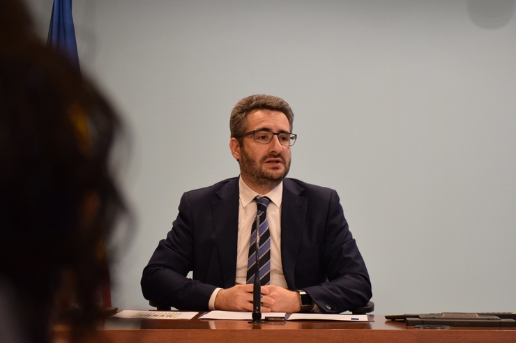 El ministre portaveu i de Finances, Eric Jovcer, durant la roda de premsa posterior al consell de ministres.