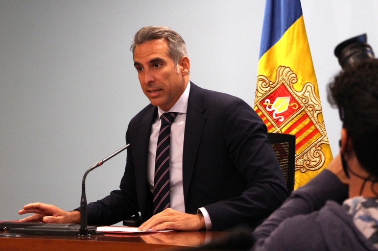 El secretari d'Estat de Transformació Digital i Projectes Estratègics, César Marquina, durant la roda de premsa de presentació de l'agència de ciberseguretat.