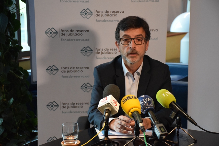 El president del Fons de Jubilació de la CASS, Jordi Cinca, aquest dimecres durant la roda de premsa per presentar els resultats del Fons de Reserva de Jubilació el 2021.