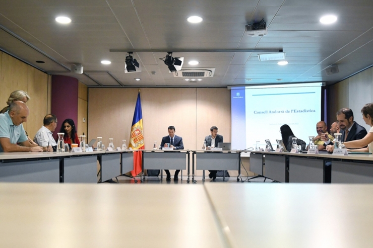 Un moment de la reunió anual del Consell Andorrà d'Estadística celebrada aquest dimarts.