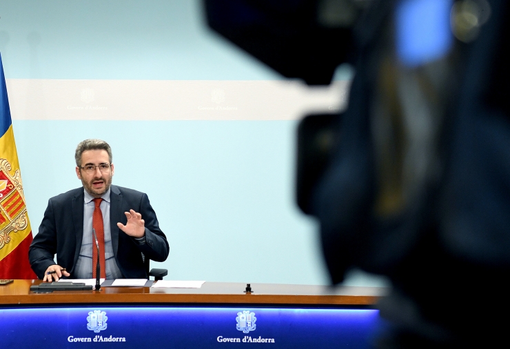 El ministre de Finances, Eric Jover, durant la roda de premsa posterior al consell de ministres.