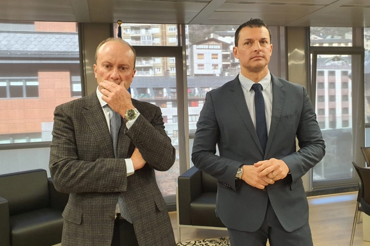 Els ministre de Presidència, Economia i Empresa i de Justícia i Interior en funcions, Jordi Gallardo i Josep Maria Rossell.