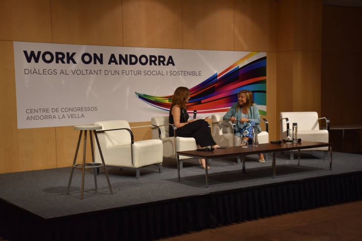 L'entrevista a la ministra de Presidència, Economia, Treball i Habitatge, Conxita Marsol, durant el cicle 'Work on Andorra'.