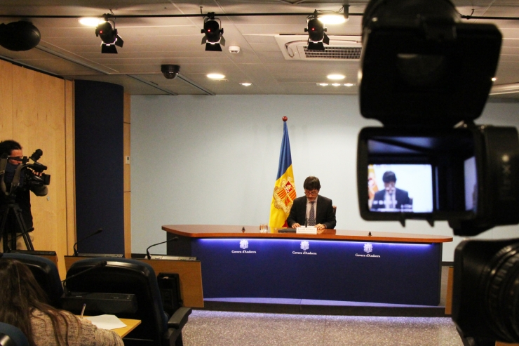 El ministre de Finances i portaveu del Govern, Jordi Cinca, en la roda de premsa posterior al consell de ministres d'aquest dimecres a la tarda.