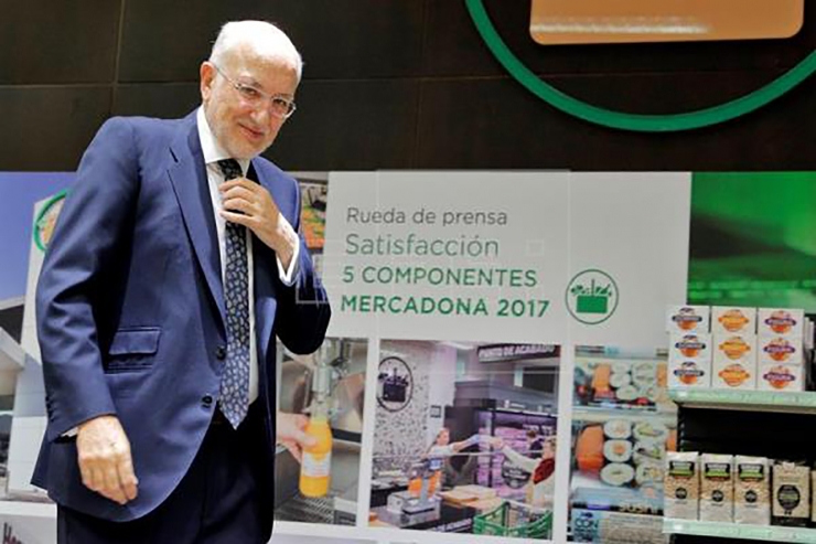 El president executiu de Mercadona, Juan Roig, durant la roda de premsa d'aquest dimarts.