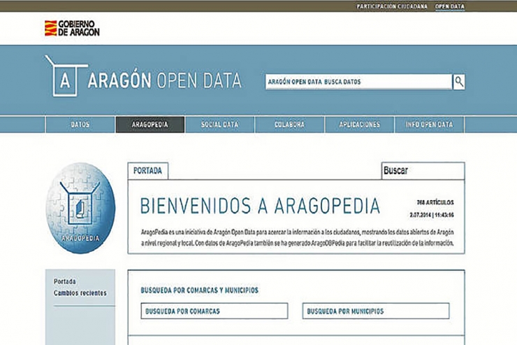 Pàgina web d'Aragón Open Data.