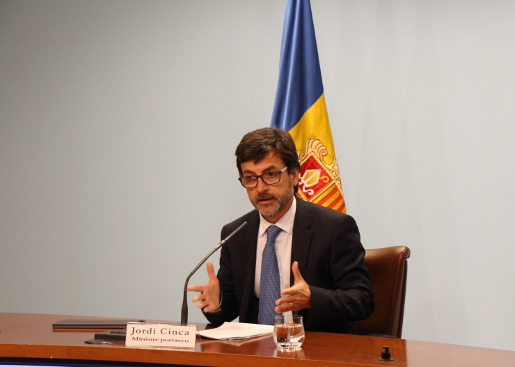 El ministre de Finances, Jordi Cinca, durant la roda de premsa posterior al consell de ministres d'aquest dimecres.
