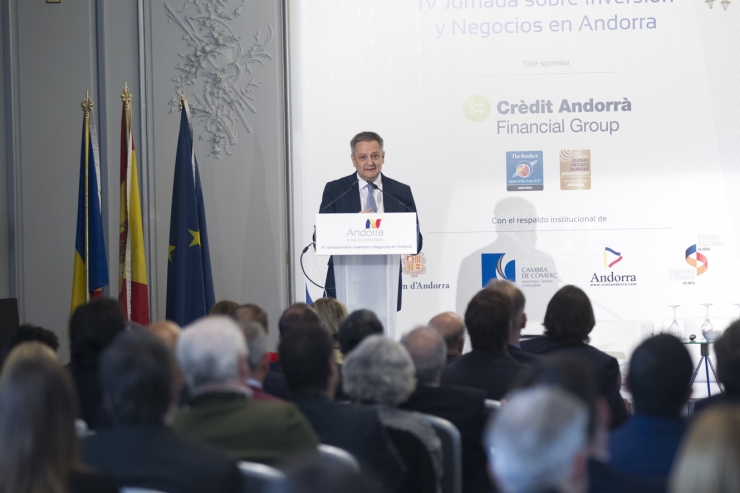 El ministre Gilbert Saboya durant la jornada celebrada a Madrid.