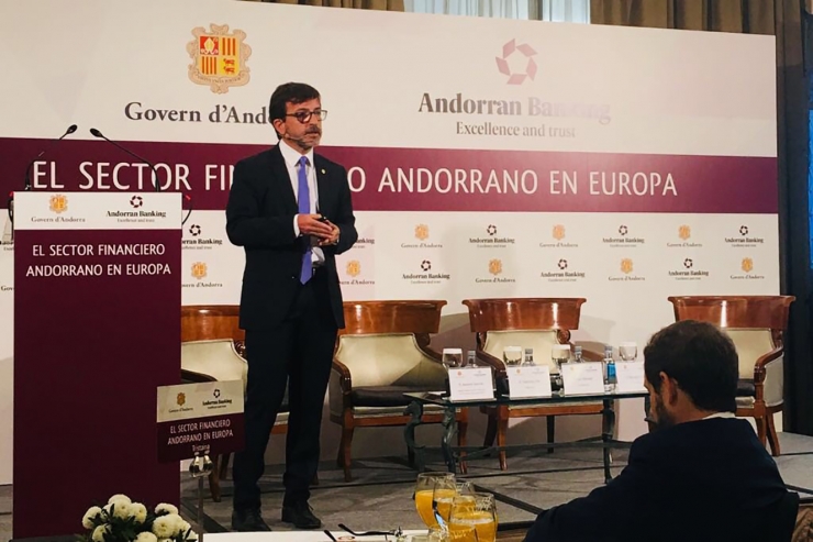 El ministre de Finances, Jordi Cinca durant la seva intervenció.