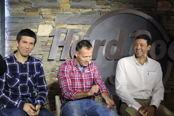 El director d'Ordino Arcalís, Xabier Ajona; el director general de Grandvalira-Nevasa, Alfonso Torreño, i el director de Pal Arinsal, Josep Marticella, durant la presentació de la temporada a les estacions.