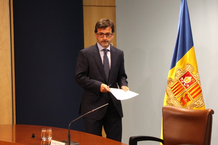 El ministre portaveu i de Finances, Jordi Cinca, moments abans de la roda de premsa posterior al consell de ministres.
