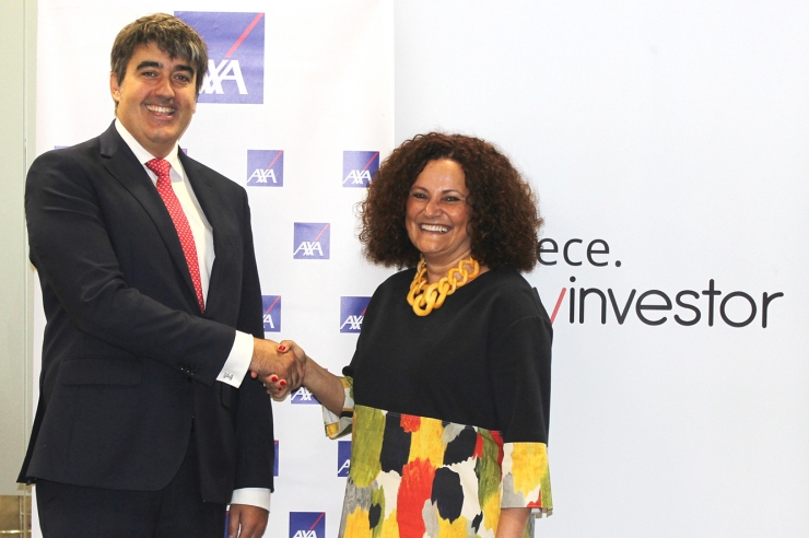 Carlos Aso, conseller delegat d’Andbank Espanya, i la seva homòloga d’AXA Espanya, Olga Sánchez.