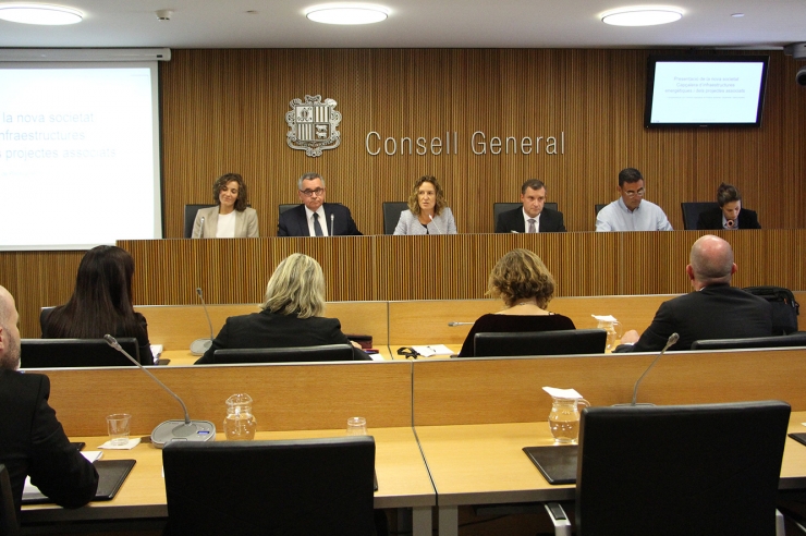Un moment de la compareixença de la ministra de Medi Ambient, Sílvia Calvó, al davant de la comissió legislativa de Política Territorial, Urbanisme i Medi Ambient.