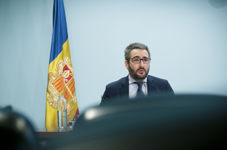 El ministre portaveu, Eric Jover, durant la roda de premsa.