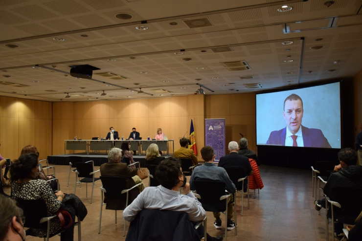 El ministre de Presidència, Economia i Empresa, Jordi Gallardo, que ha intervingut telemàticament.