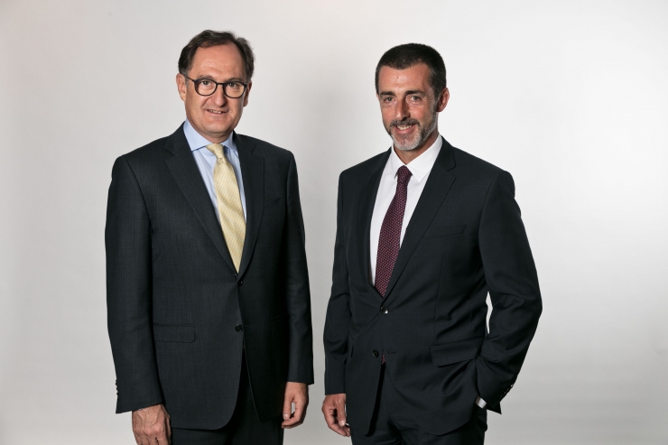 D’esquerra a dreta: Xavier Cornella, conseller executiu i director general de Crèdit Andorrà, i Antoni Pintat, president del Consell d’Administració de Crèdit Andorrà.