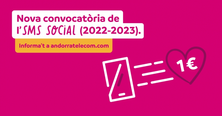 El cartell de la nova convocatòria de l'SMS solidari d'Andorra Telecom.