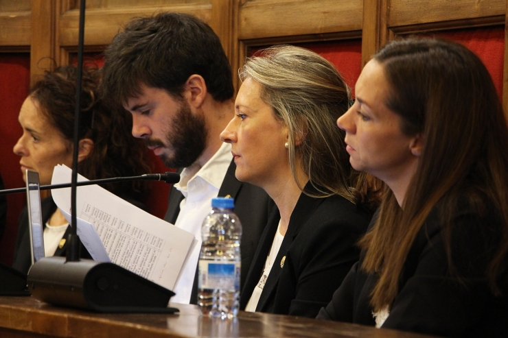 Els consellers de Desperta Laurèdia durant la sessió ordinària del consell de comú de Sant Julià de Lòria d'aquest dijous.