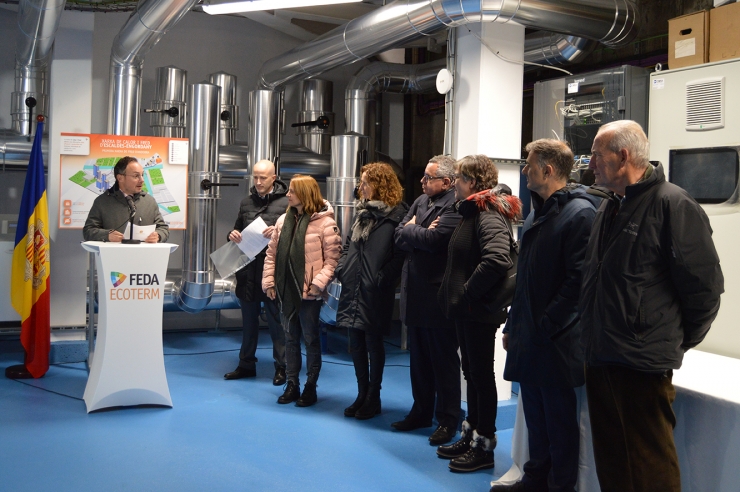 El cap de Govern, Xavier Espot, en un moment de la inauguració del local tèrmic de FEDA Ecoterm.