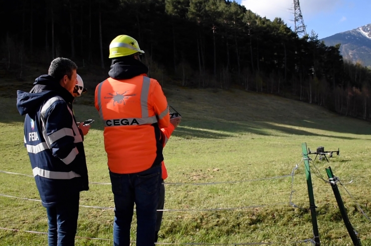 Els treballs de manteniment amb drons que està fent FEDA amb el suport d'una empresa especialitzada.