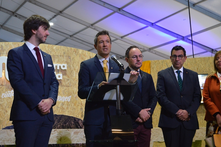 El cònsol major d'Andorra la Vella, David Astrié, durant el parlament d'inauguració de la Fira d'Andorra la Vella.