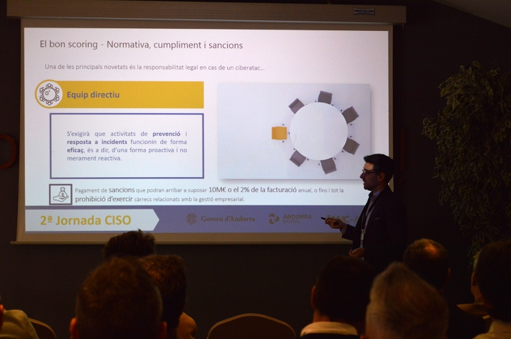 Una de les ponències de la segona jornada del CISO, organitzada per l’Agència Nacional de Ciberseguretat d’Andorra.