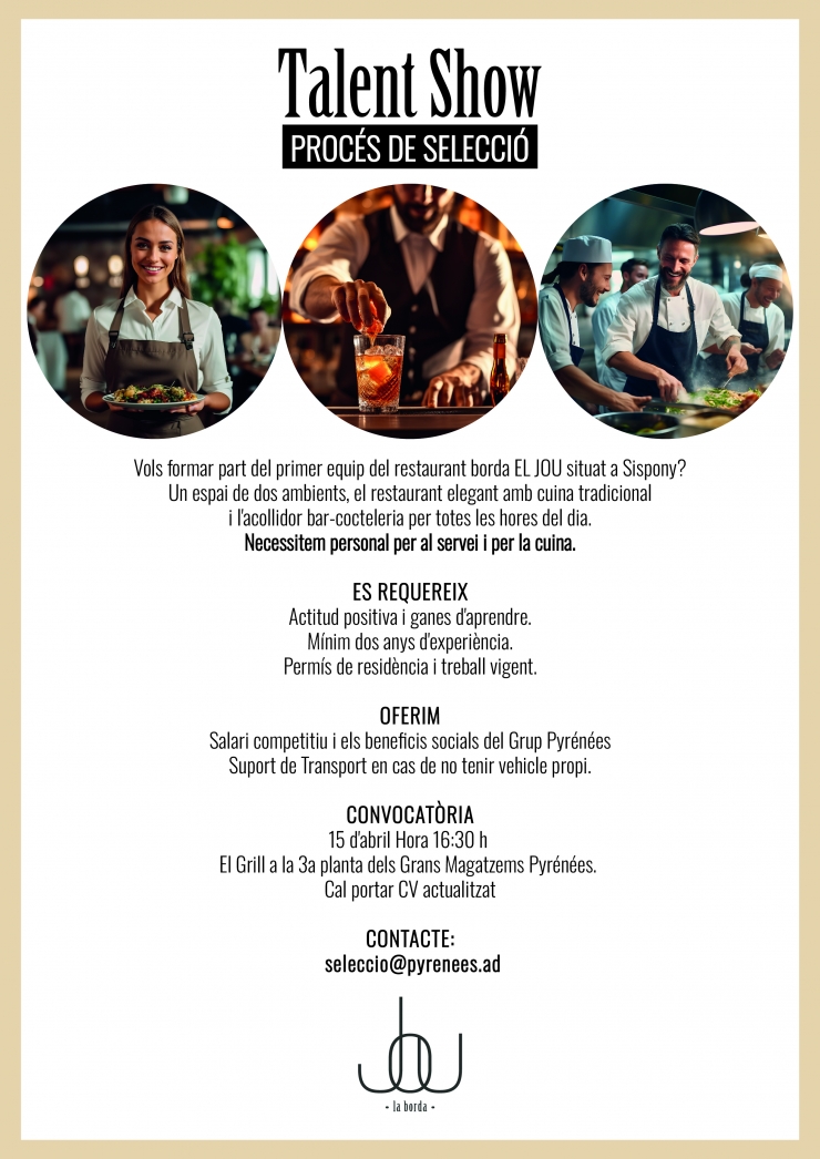 El talent show gastronòmic tindrà lloc aquest dilluns a les 16.30 hores al restaurant El Grill de Pyrénées Andorra