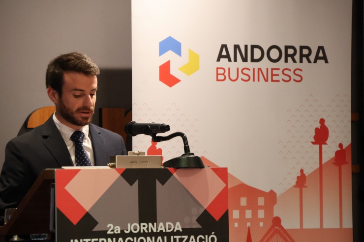 El secretari d'estat d'Empresa, Digitalització Econòmica i Innovació, Marc Saura, durant les jornades d'Internacionalització d'Andorra Business.